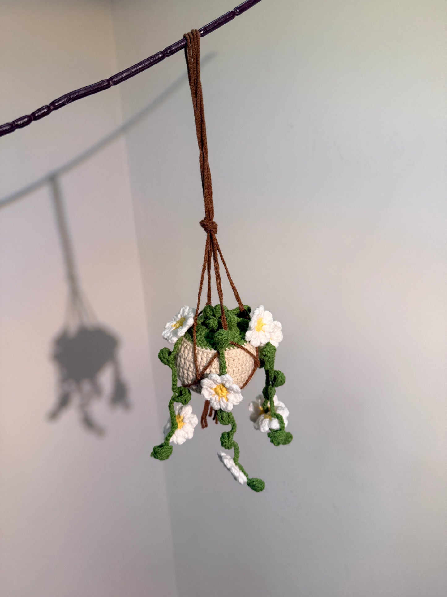 Crochet Hanging Pot with Flowers