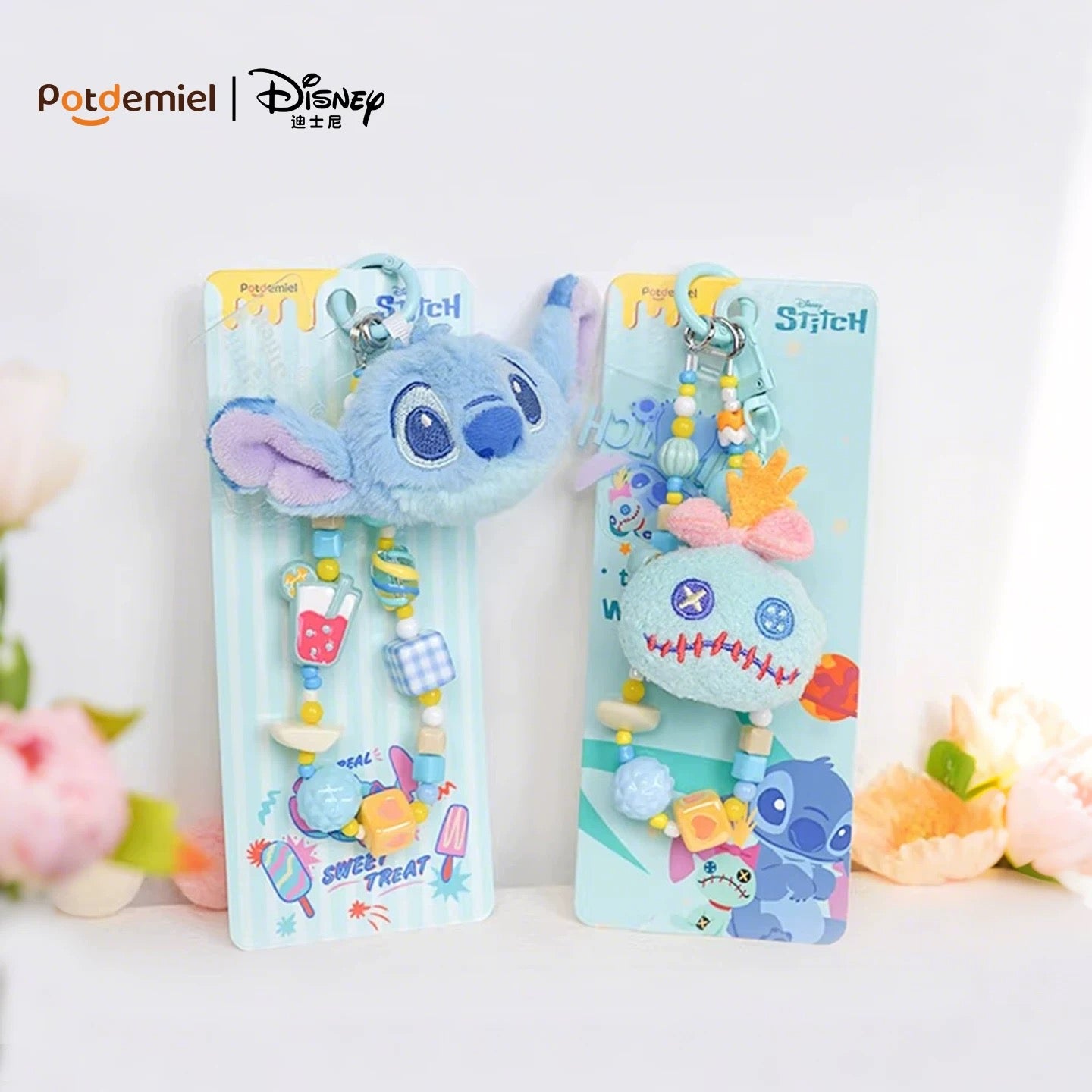 Original Potdemiel Lilo & Stitch Beaded Plush Keychain / Phone Strap