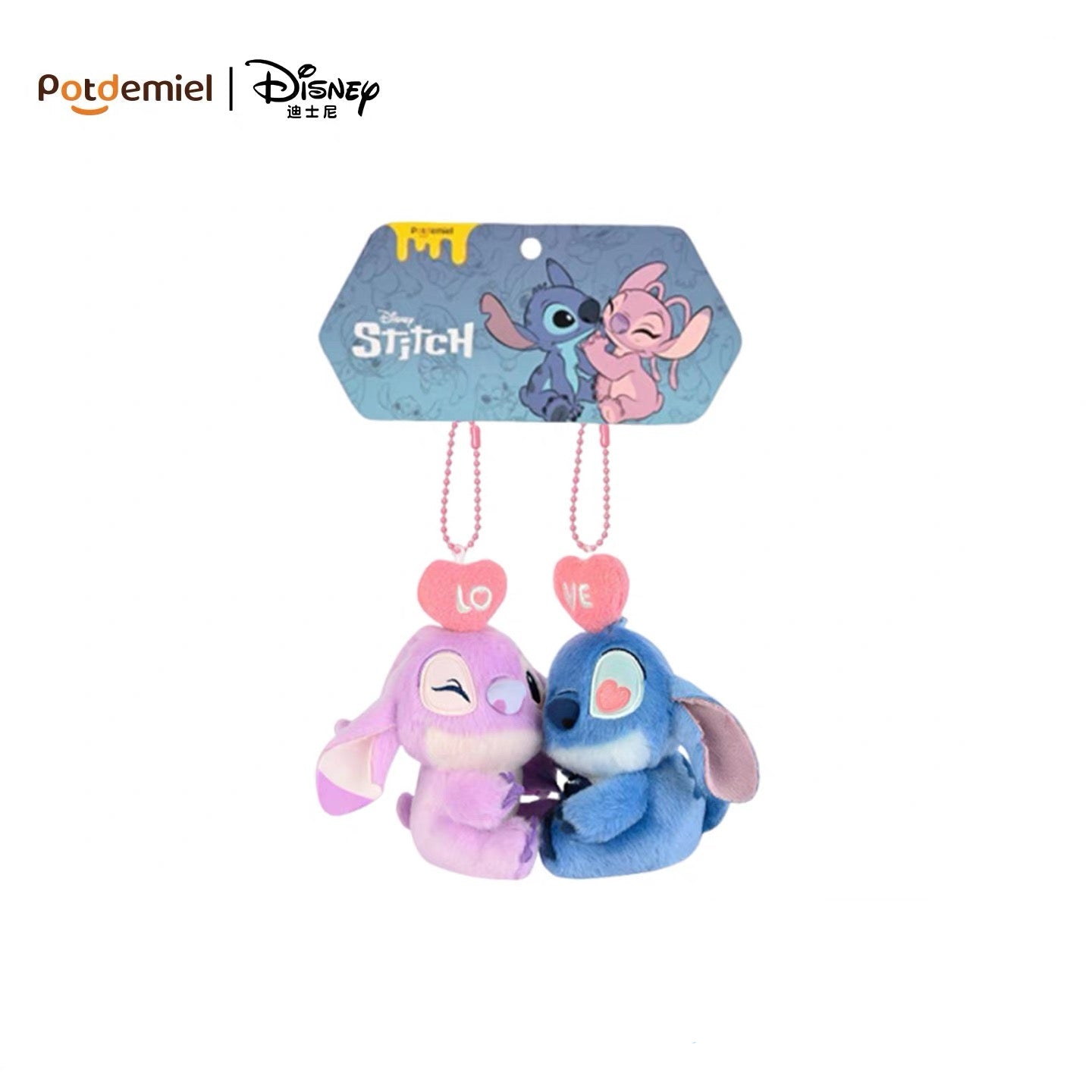 Original Potdemiel Stitch and Angel Couple Magnet Plush Keychain