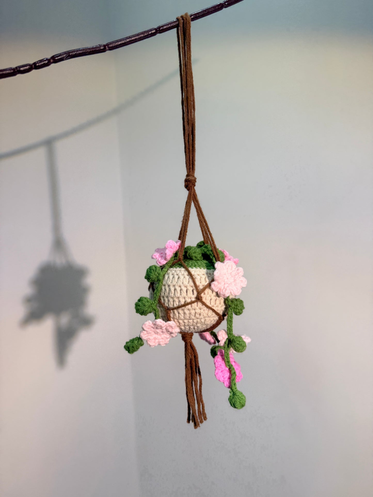 Crochet Hanging Pot with Flowers