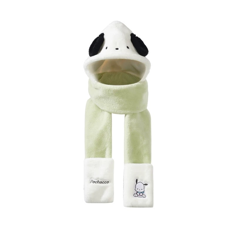 Sanrio Winter Hat Scarf Glove 3-in-1 Set – Cute Kawaii Plush Fleece Outfit for Hello Kitty Fans