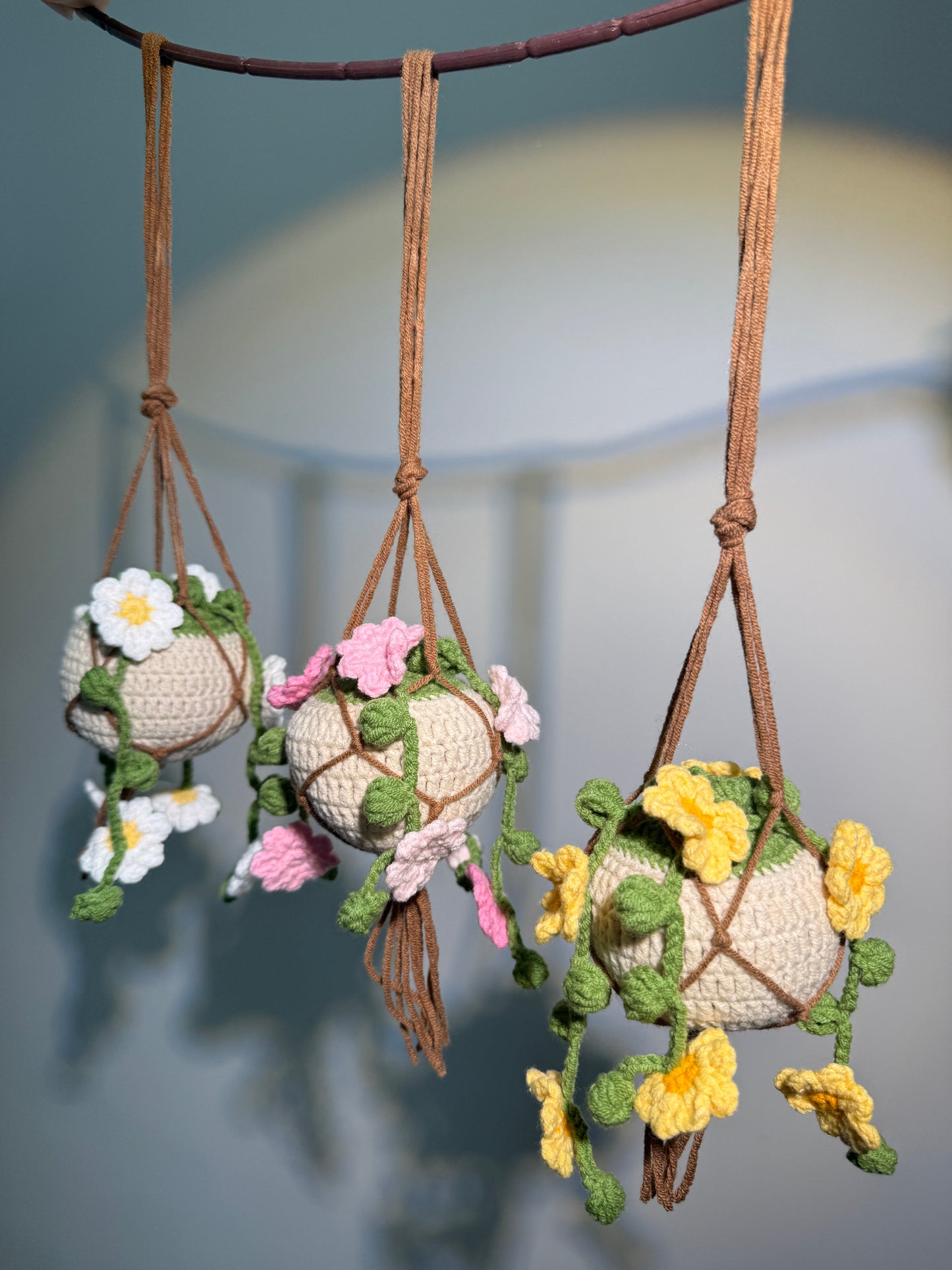 Crochet Hanging Pot with Flowers
