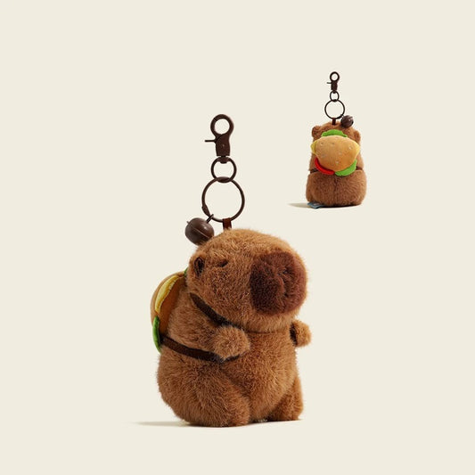Capybara Burgar Backpack Plush Keychain