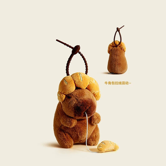 Capybara Croissant Plush Keychain