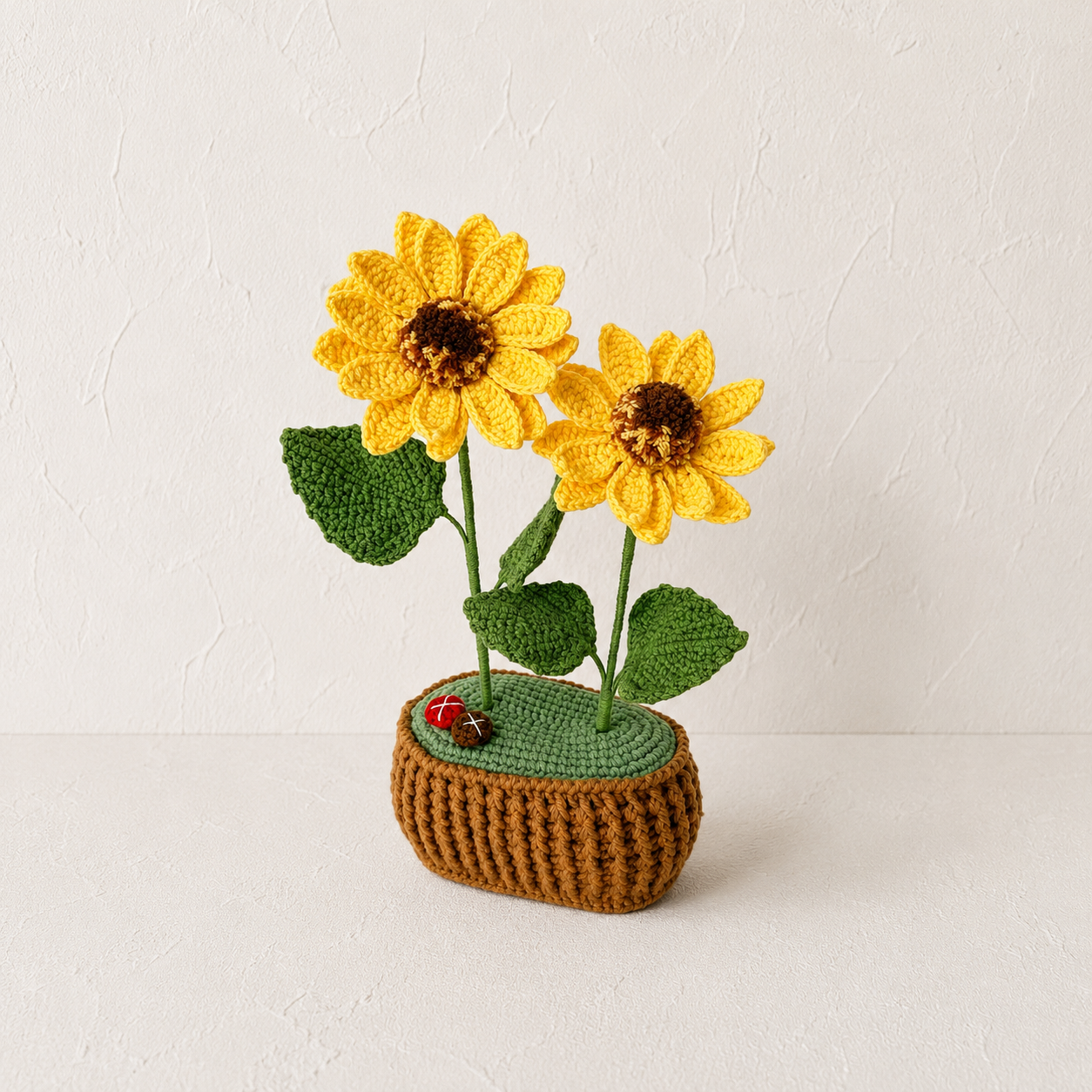 Handmade Crochet Sunflowers in Crochet Pot