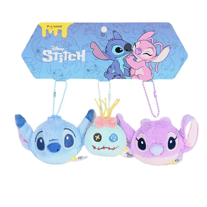 Original Potdemiel Lilo & Stitch Mini Plush Keychain Set – Cute Kawaii Disney Bag Charm Gift