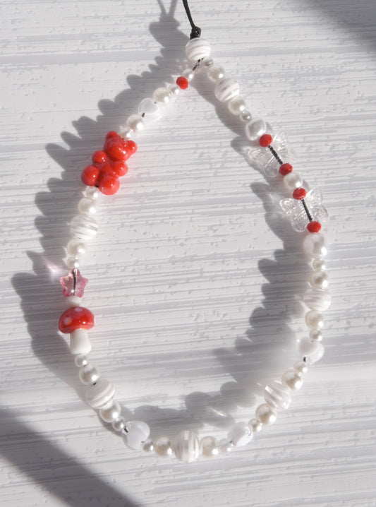 Red Beaded Phone Strap