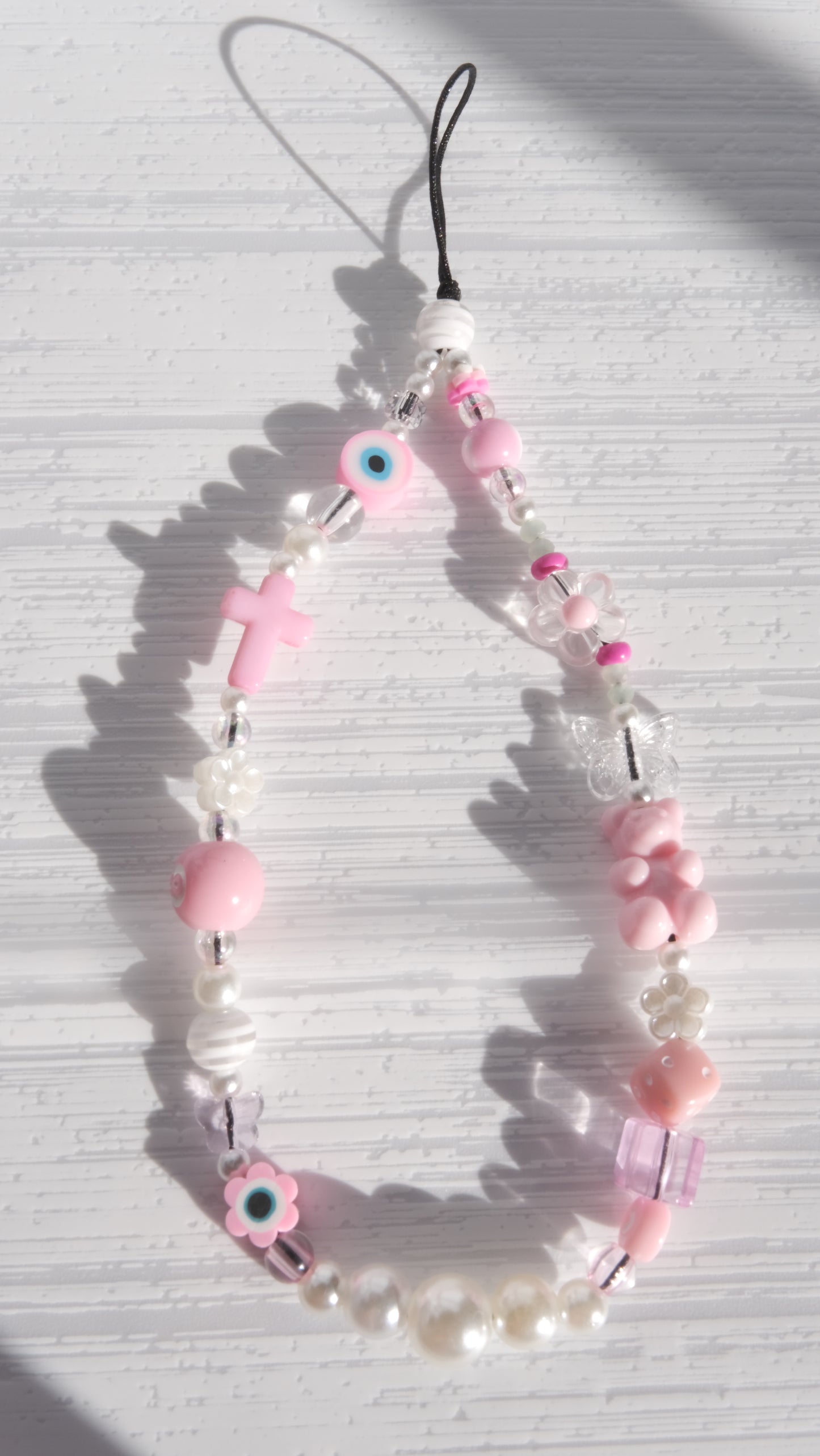 Baby Pink Beaded Phone Strap