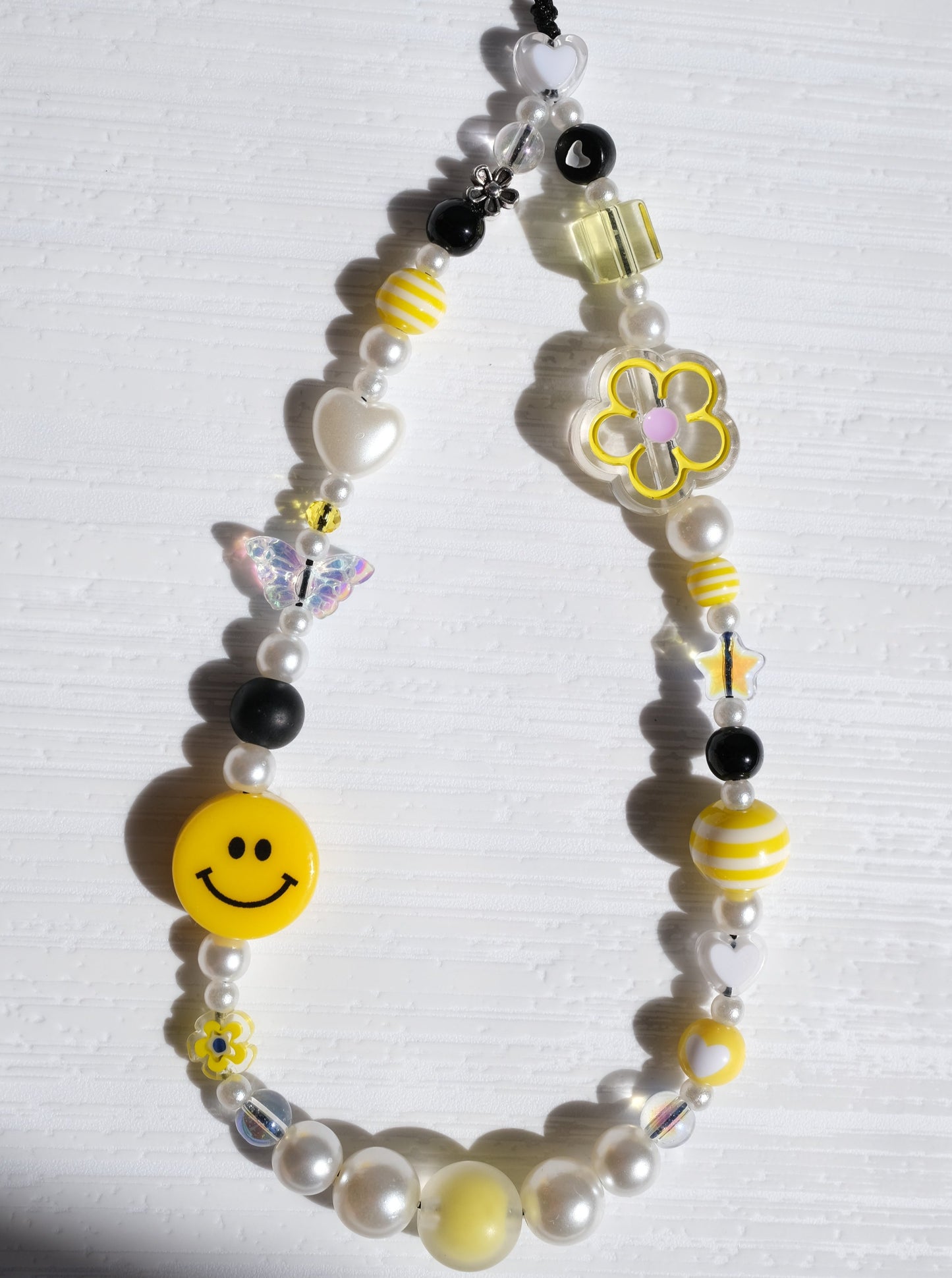 Yellow Smiley Face Phone Strap