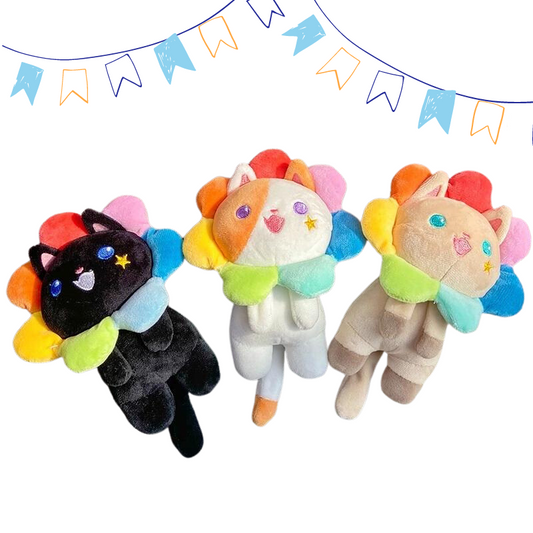 Flower Cat Plush Keychain, Front Side